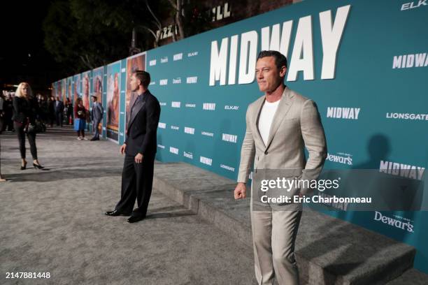 Luke Evans attends the Lionsgate's MIDWAY World Premiere at the Regency Village Theatre in Los Angeles, CA on November 5, 2019. Seen at Lionsgate's...