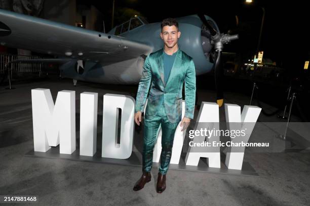 Nick Jonas attends the Lionsgate's MIDWAY World Premiere at the Regency Village Theatre in Los Angeles, CA on November 5, 2019. Seen at Lionsgate's...