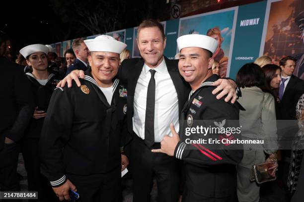 Aaron Eckhart attends the Lionsgate's MIDWAY World Premiere at the Regency Village Theatre in Los Angeles, CA on November 5, 2019. Seen at...