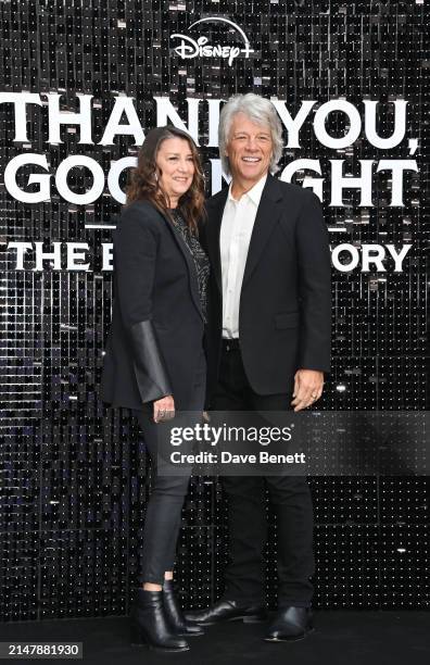 Dorothea Bongiovi and Jon Bon Jovi attend the UK Premiere of "Thank You, Goodnight: The Bon Jovi Story" at Odeon Luxe Leicester Square on April 17,...