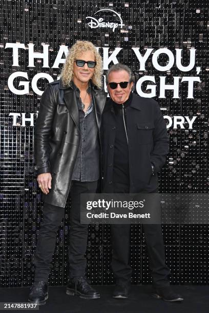 David Bryan and Tico Torres attend the UK Premiere of "Thank You, Goodnight: The Bon Jovi Story" at Odeon Luxe Leicester Square on April 17, 2024 in...