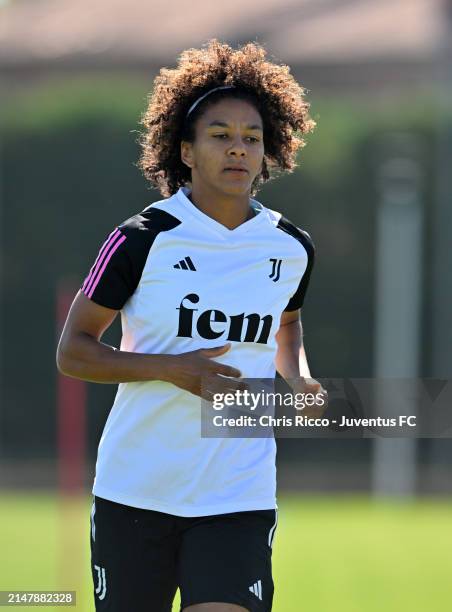 Sara Gama of Juventus during the Juventus Women Training Session at Juventus Centre, Vinovo on April 17, 2024 in Turin, Italy.