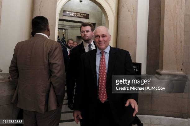 Rep. Steve Scalise departs Speaker of the House Mike Johnson's office at the U.S Capitol on April 17, 2024 in Washington, DC. House Republicans...