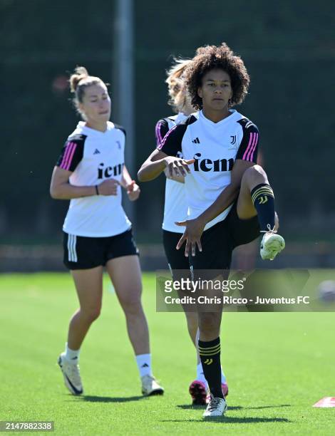Sara Gama of Juventus during the Juventus Women Training Session at Juventus Centre, Vinovo on April 17, 2024 in Turin, Italy.