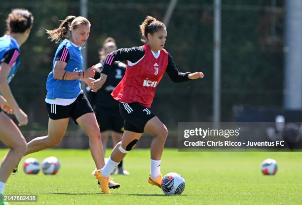 Ella Palis of Juventus Women during the Juventus Women Training Session at Juventus Centre, Vinovo on April 17, 2024 in Turin, Italy.