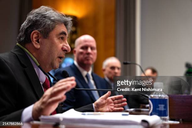 Witness Boeing engineer Sam Salehpour gestures while testifying before a Senate Homeland Security and Governmental Affairs subcommittee on...