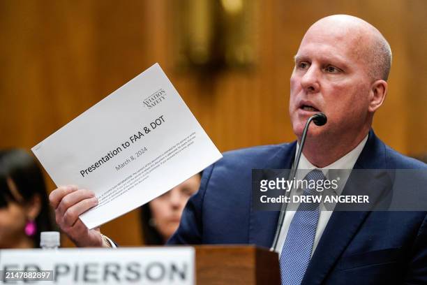 Foundation for Aviation Safety Executive Director, Ed Pierson, who worked at Boeing's 737 Max production line, testifies before the US Senate...