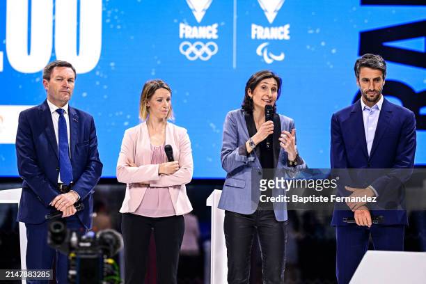 David LAPPARTIENT President of French National Olympic and Sports Committee , Marie Amelie LE FUR, Amelie OUDEA CASTERA French Minister of Youth,...