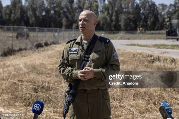 Israeli Army Spokesman Doron Gavish speaks during a press tour organized for journalists, in which Israeli army's ''Iron Dome'' air defense system is...