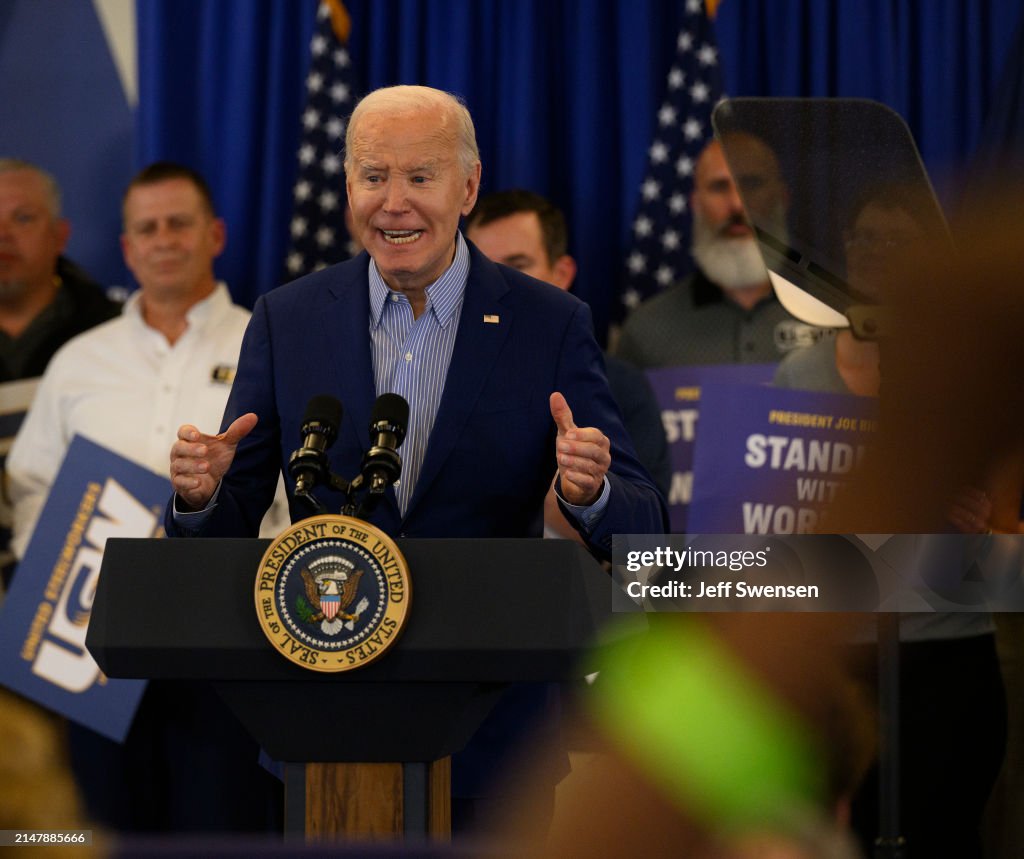 President Biden Speaks At The United Steel Workers Headquarters In Pittsburgh, Pennslyvania