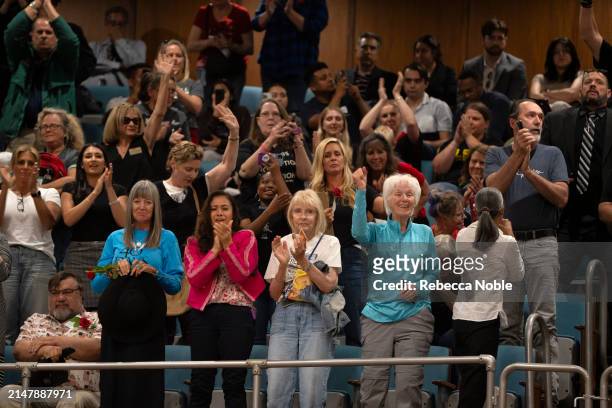 Anti-abortion advocates clap as the Arizona House of Representatives takes a recess during a legislative session at the Arizona House of...