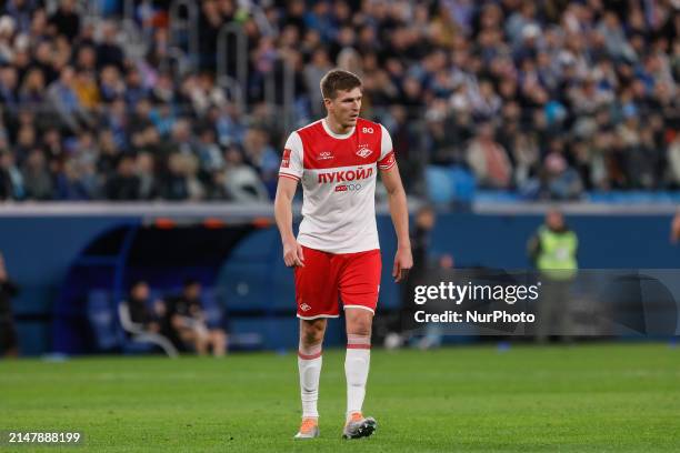 Aleksandr Sobolev of Spartak Moscow looks on during the Russian Cup match between FC Zenit Saint Petersburg and FC Spartak Moscow on April 17, 2024...