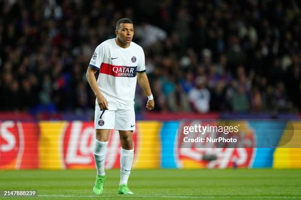 Kylian Mbappe centre-forward of PSG and France during the UEFA Champions League quarter-final second leg match between FC Barcelona and Paris...