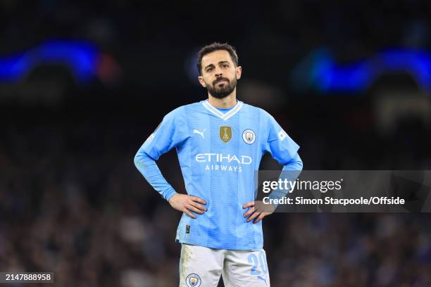 Bernardo Silva of Manchester City during the UEFA Champions League quarter-final second leg match between Manchester City and Real Madrid CF at...