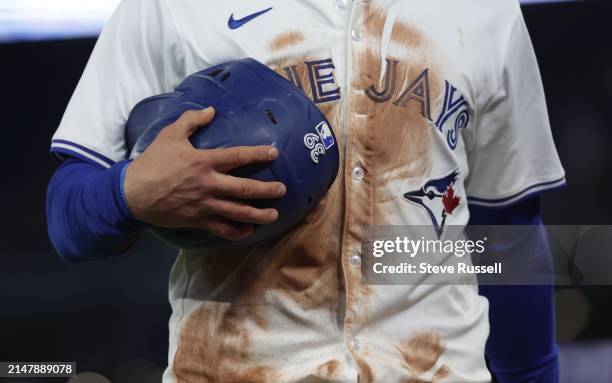Toronto Blue Jays outfielder Kevin Kiermaier leaves the field after the loss as the Toronto Blue Jays play the New York Yankees at Rogers Centre in...