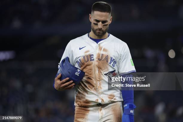 Toronto Blue Jays outfielder Kevin Kiermaier leaves the field after the loss as the Toronto Blue Jays play the New York Yankees at Rogers Centre in...