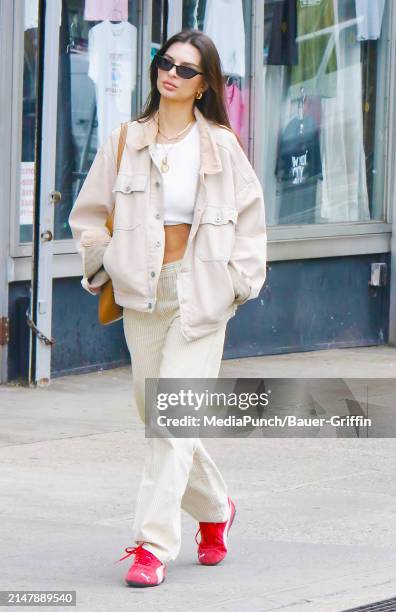 Emily Ratajkowski is seen on April 17, 2024 in New York City.