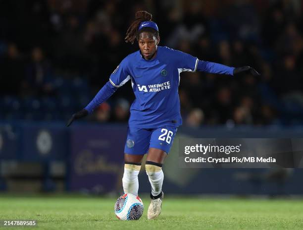 Kadeisha Buchanan of Chelsea Women during the Barclays Women¥s Super League match between Chelsea FC and Aston Villa at Kingsmeadow on April 17, 2024...