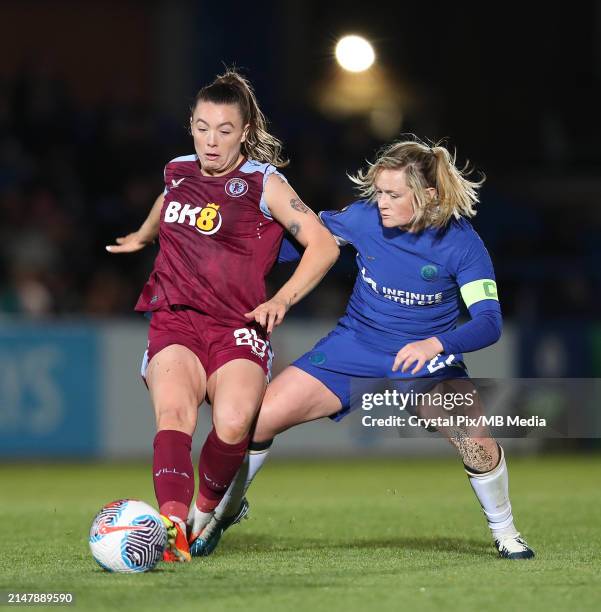 Miri Taylor of Aston Villa Women battles Erin Cuthbert of Chelsea Women during the Barclays Women¥s Super League match between Chelsea FC and Aston...