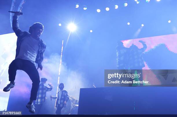 Jack Met of the band AJR performs at Xcel Energy Center on April 17, 2024 in St Paul, Minnesota.