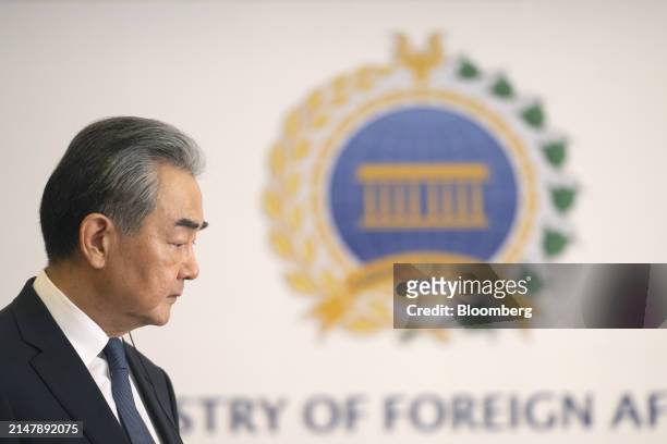 Wang Yi, China's foreign minister, attends a news conference with Retno Marsudi, Indonesia's foreign affairs minister, not photographed, in Jakarta,...