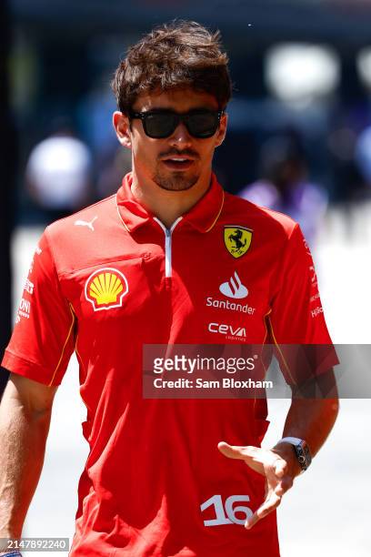 Charles Leclerc, Scuderia Ferrari during previews ahead of the F1 Grand Prix of China at Shanghai International Circuit on April 18, 2024 in...