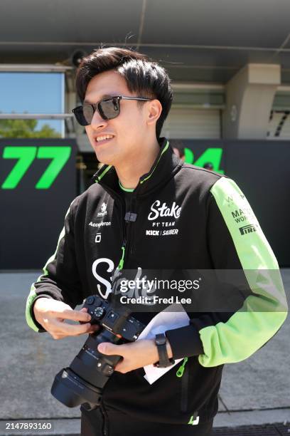 Zhou Guanyu of China and Stake F1 Team Kick Sauber arrives in the paddock for his first home race ahead of the F1 Grand Prix of China at Shanghai...