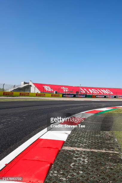 Circuit detail and Pirelli trackside branding during previews ahead of the F1 Grand Prix of China at Shanghai International Circuit on April 18, 2024...
