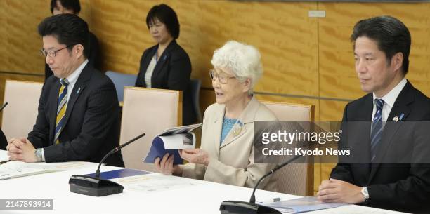 Sakie Yokota , whose daughter Megumi was abducted by North Korea at age 13 in 1977, attends a meeting with U.S. Ambassador to the United Nations...