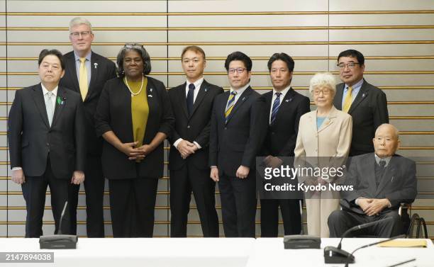 Members of a group representing the families of Japanese nationals abducted by North Korea, including Sakie Yokota -- whose daughter Megumi was...