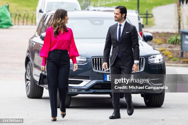 Princess Sofia and Prince Carl Philip of Sweden attend a forum on Neuropsychiatric Disabilities at the Karolinska Institute on April 18, 2024 in...