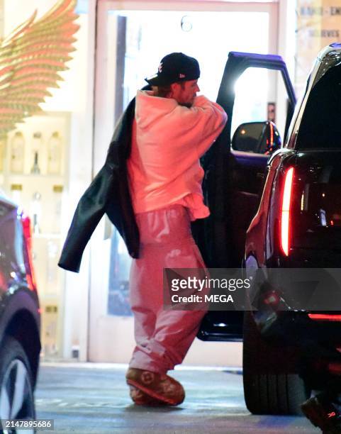 Justin Bieber is seen at Sushi Park on April 17, 2024 in West Hollywood, California.