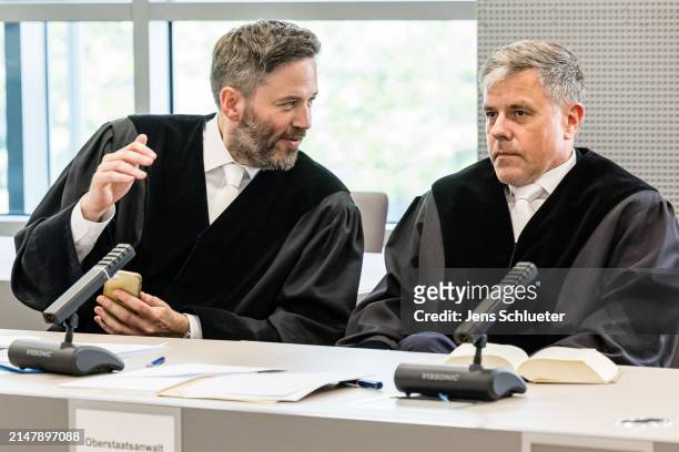 Public prosecutor Benedikt Bernzen and senior public prosecutor Ulf Lenzner during the trial against Bjoern Hoecke, a former history teacher and...