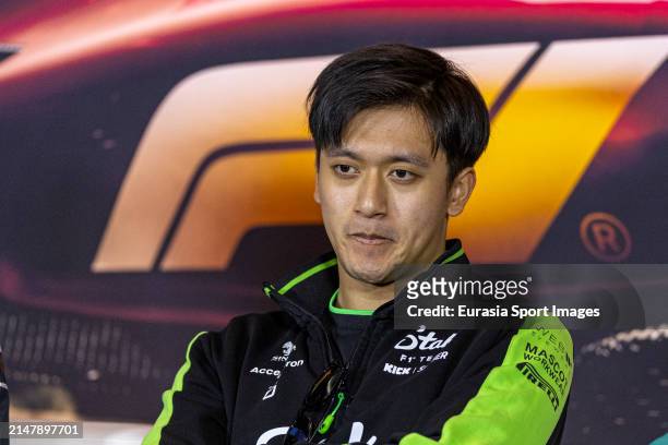 Zhou Guanyu of China and Stake F1 Team Kick Sauber attends the Drivers Press Conference during previews ahead of the F1 Grand Prix of China at...