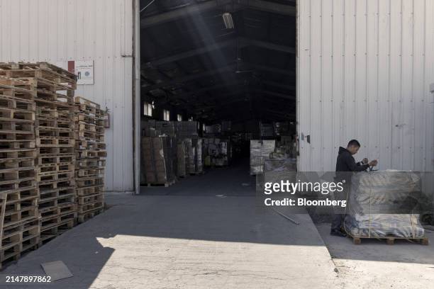 Humanitarian aid ahead of shipping to the Gaza Strip at a warehouse operated by the Jordan Hashemite Charity Organization in Amman, Jordan, on...