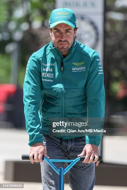 Fernando Alonso of Spain and Aston Martin Aramco F1 Team during previews ahead of the F1 Grand Prix of China at Shanghai International Circuit on...