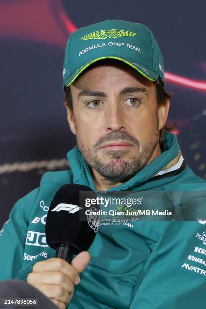 Fernando Alonso of Spain and Aston Martin Aramco F1 Team during previews ahead of the F1 Grand Prix of China at Shanghai International Circuit on...