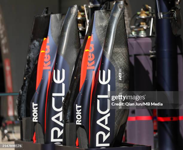 The side pod covers of the Oracle Red Bull Racing RB20 during previews ahead of the F1 Grand Prix of China at Shanghai International Circuit on April...