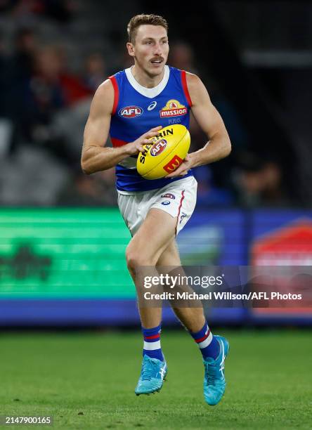 Bailey Dale of the Bulldogs in action during the 2024 AFL Round 06 match between the St Kilda Saints and the Western Bulldogs at Marvel Stadium on...