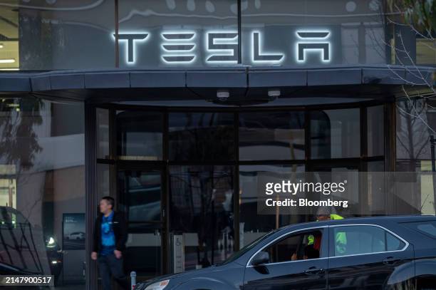 Tesla store in San Francisco, California, US, on Wednesday, April 17, 2024. Tesla Inc. Is slashing headcount by more than 10%, part of a global...