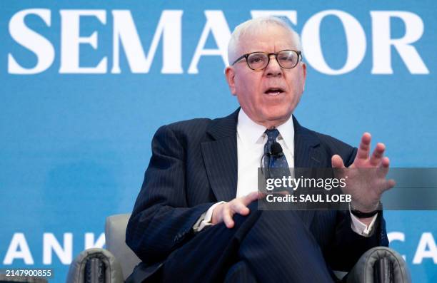 Businessman and philanthropist David Rubenstein, co-founder and co-chair of the Carlyle Group, speaks during the Semafor 2024 World Economy Summit in...