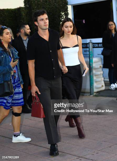 Tommy O'Brien and Liana Liberato are seen on April 17, 2024 in Los Angeles, California.