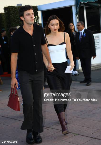 Tommy O'Brien and Liana Liberato are seen on April 17, 2024 in Los Angeles, California.
