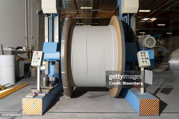 Roll of conduction cables at the TS Conductor Corp. Production facility in Huntington Beach, California, US, on Wednesday, April 10, 2024. TS...
