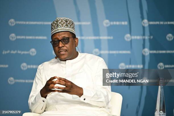 Nigerian Health Minister Muhammad Pate speaks at an event about expanding health coverage for all, during the IMF-World Bank Group spring meetings at...