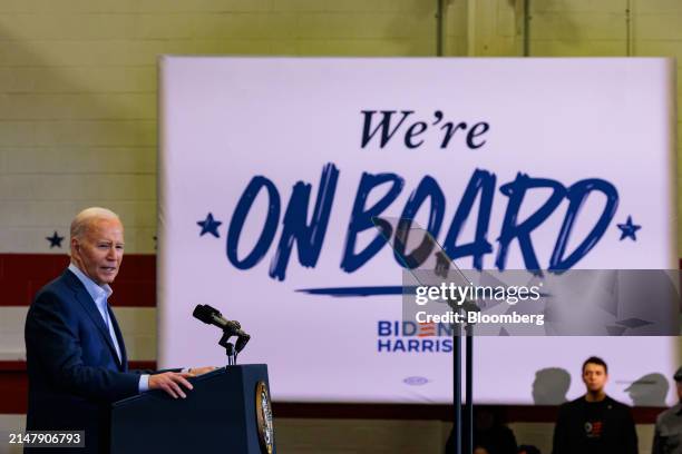 President Joe Biden speaks during a campaign event at the Martin Luther King Recreation Center in Philadelphia, Pennsylvania, US, on Thursday, April...