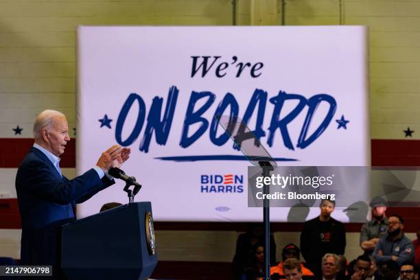 President Joe Biden speaks during a campaign event at the Martin Luther King Recreation Center in Philadelphia, Pennsylvania, US, on Thursday, April...