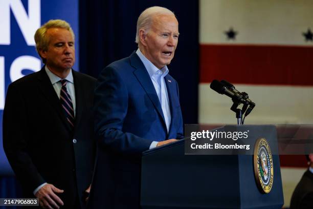 President Joe Biden speaks during a campaign event at the Martin Luther King Recreation Center in Philadelphia, Pennsylvania, US, on Thursday, April...