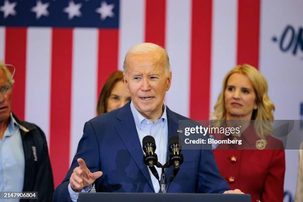 President Joe Biden speaks during a campaign event at the Martin Luther King Recreation Center in Philadelphia, Pennsylvania, US, on Thursday, April...