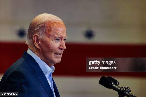 President Joe Biden speaks during a campaign event at the Martin Luther King Recreation Center in Philadelphia, Pennsylvania, US, on Thursday, April...